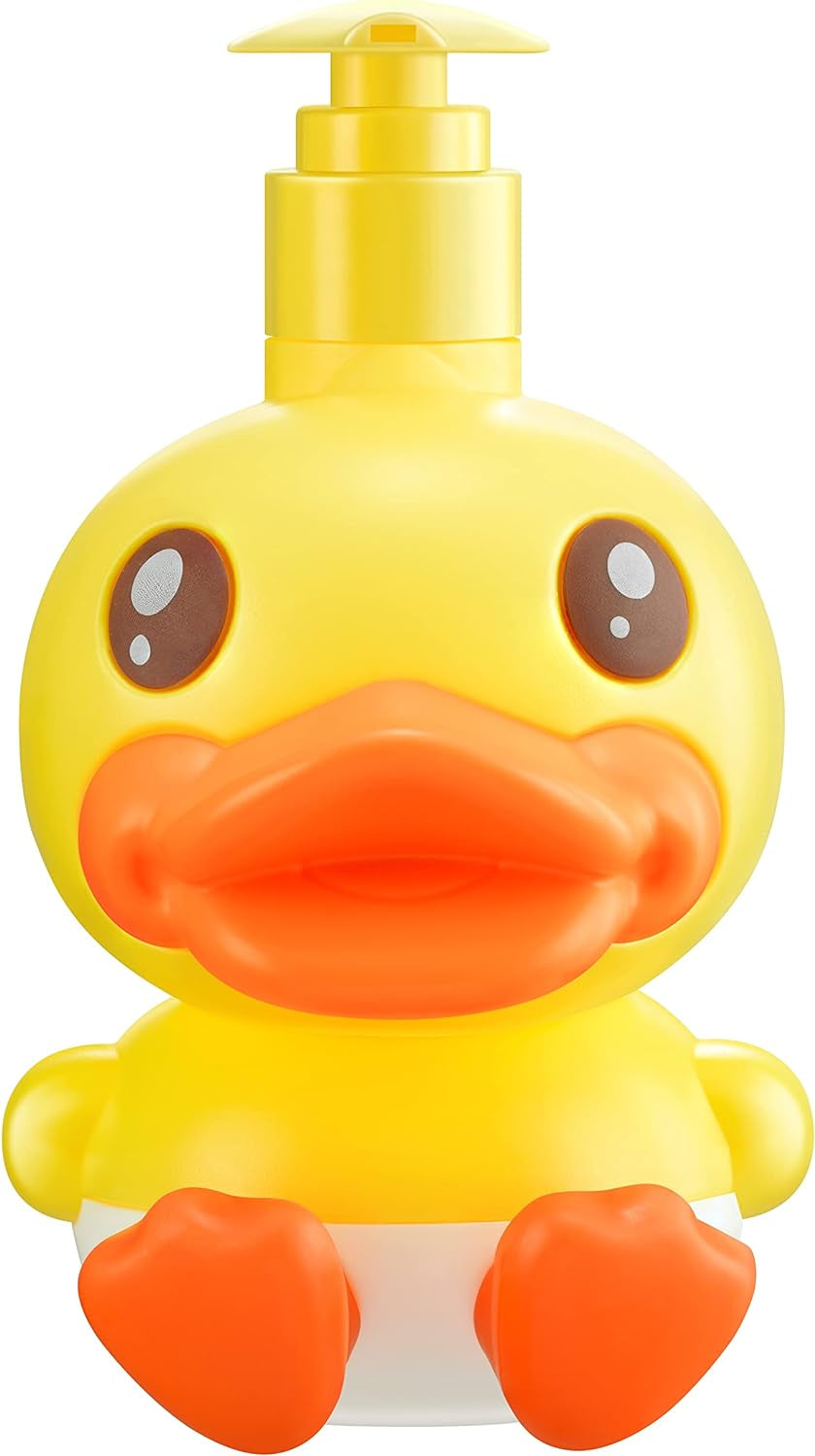 Cute Soap Dispenser for Kids Adult Bathroom Kitchen Countertop Vanity Top Fit Body Lotion Shampoo Shower Hand Sanitizer Animal Yellow Duck Themed Soap Bottle with Pump Bath Accessories