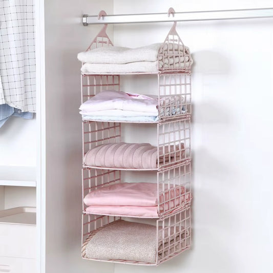 ClosetMax™ Foldable Hanging Organizer – Multi-Tier Space Saver for Pajamas, Coats, Sweaters & More