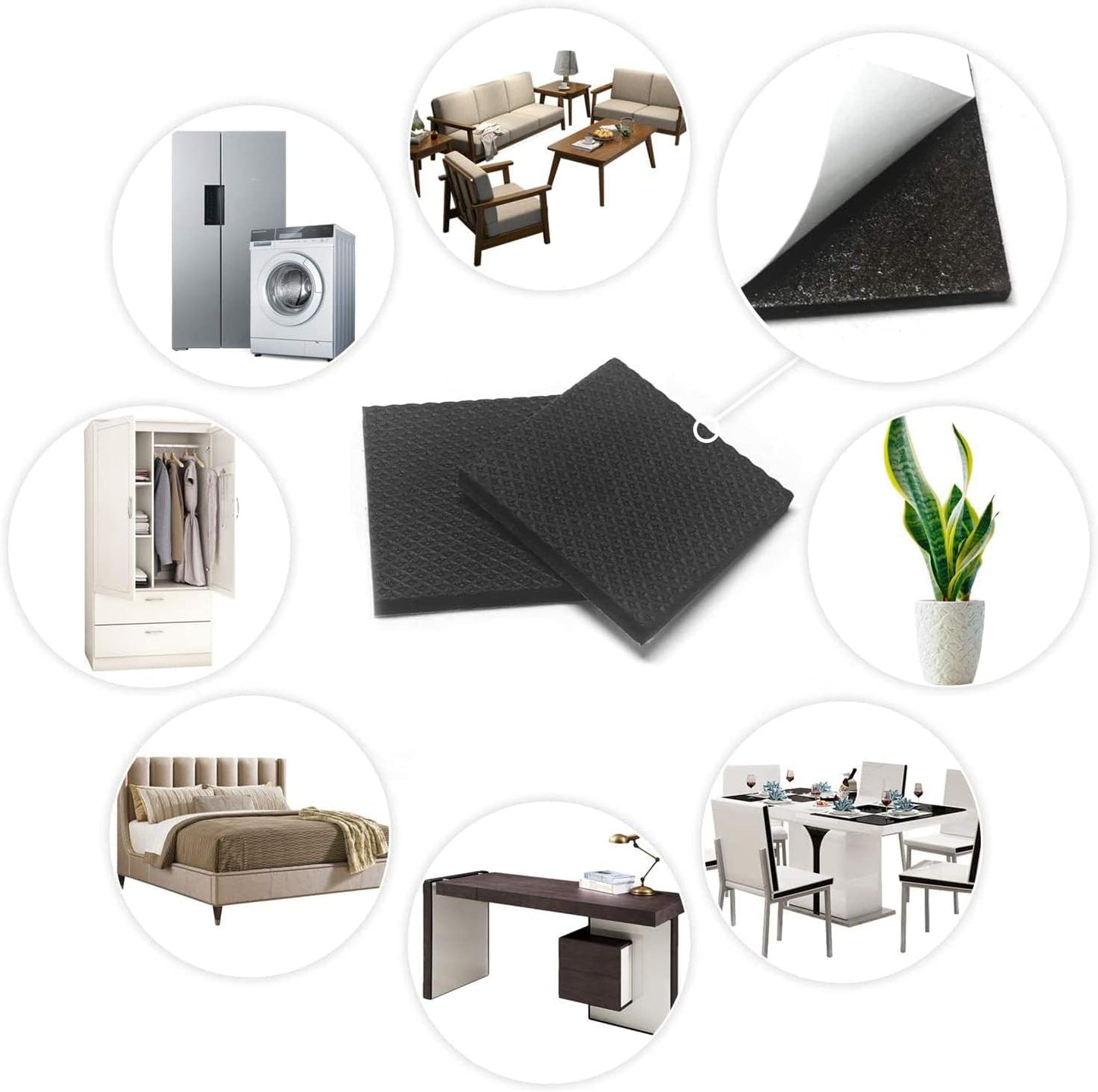 Non Slip Furniture Pads -24 Pcs 2’’ Furniture Grippers, Non Skid for Furniture Legs,Self Adhesive Rubber Feet Furniture Feet,Anti Slide Furniture Hardwood Floors Protectors for Keep Couch Stoppers