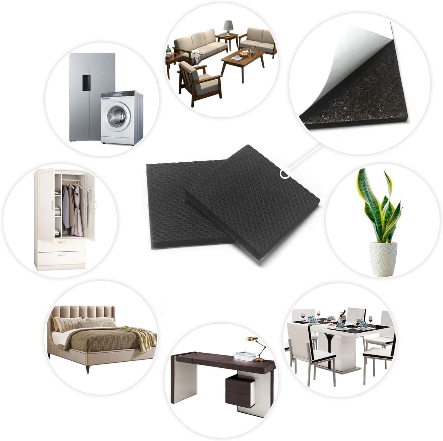 Non Slip Furniture Pads -24 Pcs 2’’ Furniture Grippers, Non Skid for Furniture Legs,Self Adhesive Rubber Feet Furniture Feet,Anti Slide Furniture Hardwood Floors Protectors for Keep Couch Stoppers