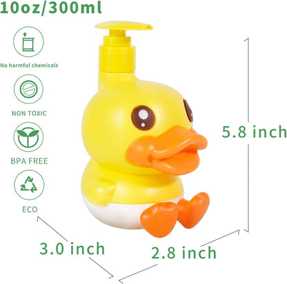Cute Soap Dispenser for Kids Adult Bathroom Kitchen Countertop Vanity Top Fit Body Lotion Shampoo Shower Hand Sanitizer Animal Yellow Duck Themed Soap Bottle with Pump Bath Accessories
