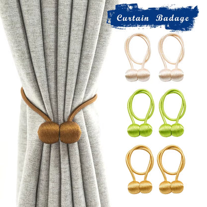 Elegant Magnetic Curtain Tiebacks – 2-Pack Decorative Polyester Buckle Clips for Effortless Style and Hold
